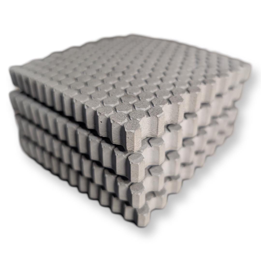 HexGrip Concrete Coasters – Modern Textured Drink Coasters, Minimalist Cement Coasters for Home & Office