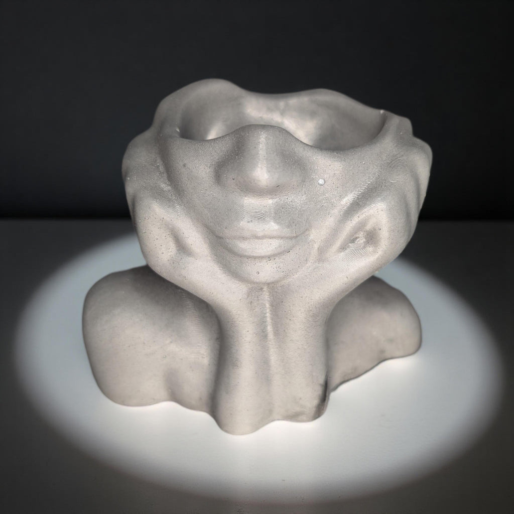 Abstract Face Concrete Head Planter / Sculptural Vase — Modern Minimalist Artistic Home Décor