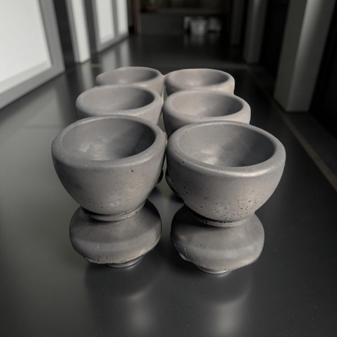 Concrete Egg Holder- Modern Minimalist Egg Cup (Set of 2, 4 or 6)