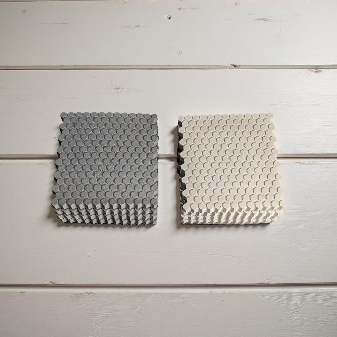 HexGrip Concrete Coasters – Modern Textured Drink Coasters, Minimalist Cement Coasters for Home & Office