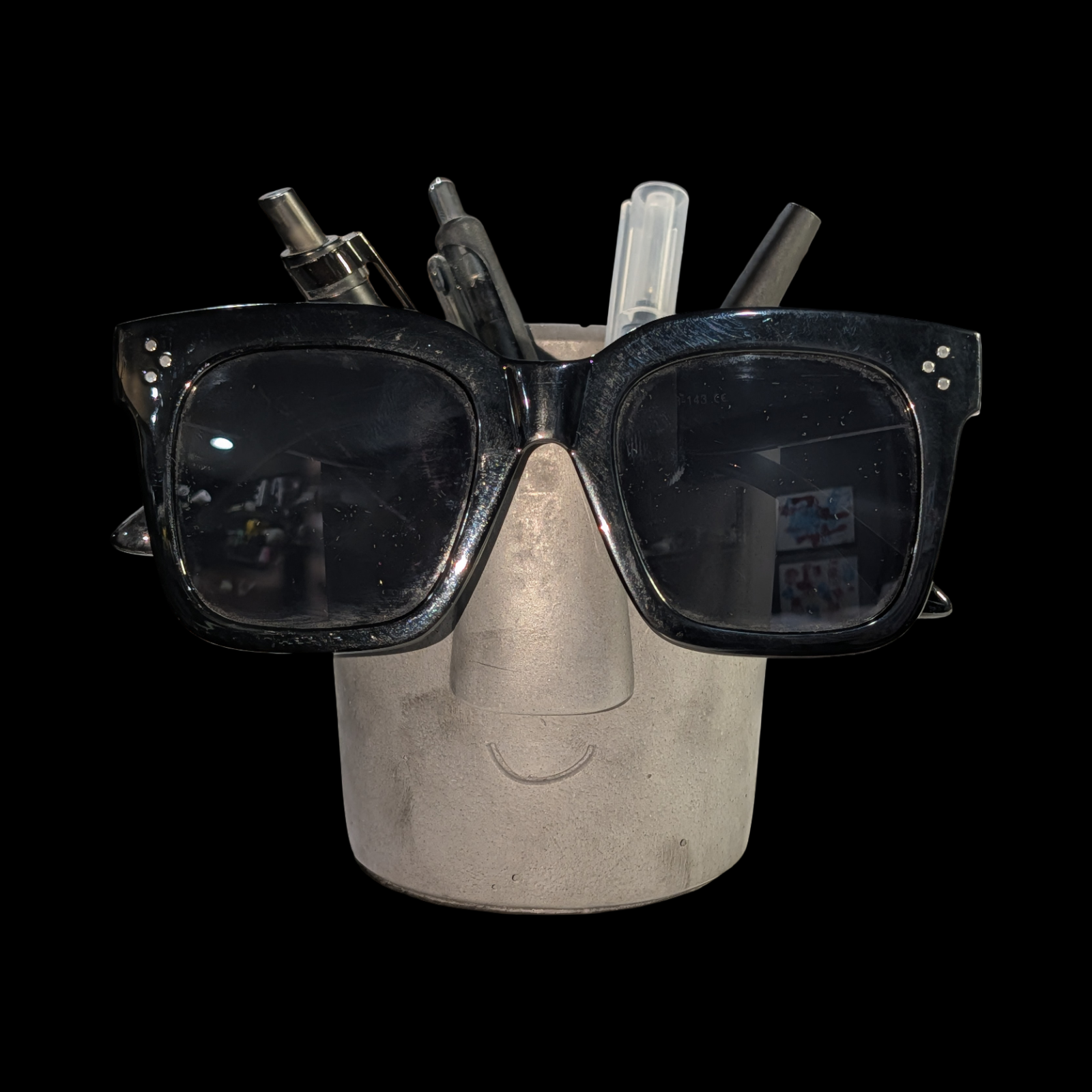 Concrete Glasses Holder & Pencil Cup, Minimalist Face Glasses Stand, Unique Modern Desk Organizer, Eyeglass Stand, Cute Teacher Gift