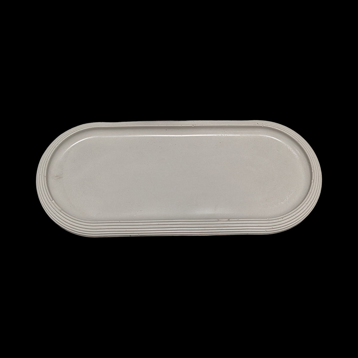 Large Concrete Vanity Tray, Oval Ribbed Catchall Dish, Minimalist Bathroom Counter Organizer, Modern Candle & Perfume Tray, Entryway Key Dish