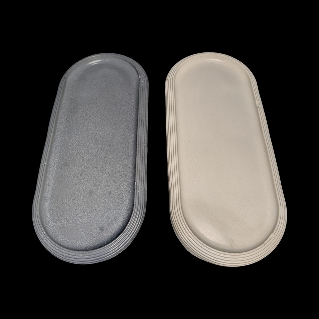 Large Concrete Vanity Tray, Oval Ribbed Catchall Dish, Minimalist Bathroom Counter Organizer, Modern Candle & Perfume Tray, Entryway Key Dish