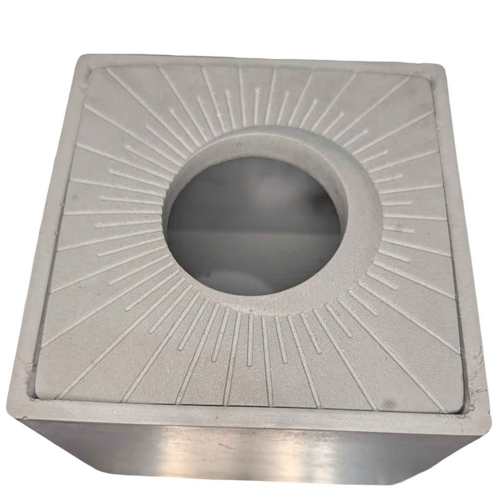 Modern Concrete Tissue Holder, Minimalist Square Sunburst Tissue Box with Lid, Industrial Bathroom Decor, Handcrafted Gray Concrete Container