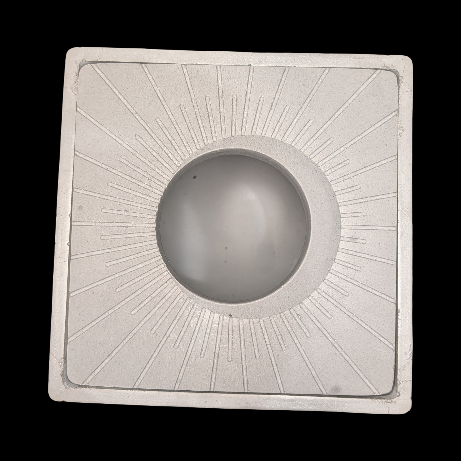Modern Concrete Tissue Holder, Minimalist Square Sunburst Tissue Box with Lid, Industrial Bathroom Decor, Handcrafted Gray Concrete Container