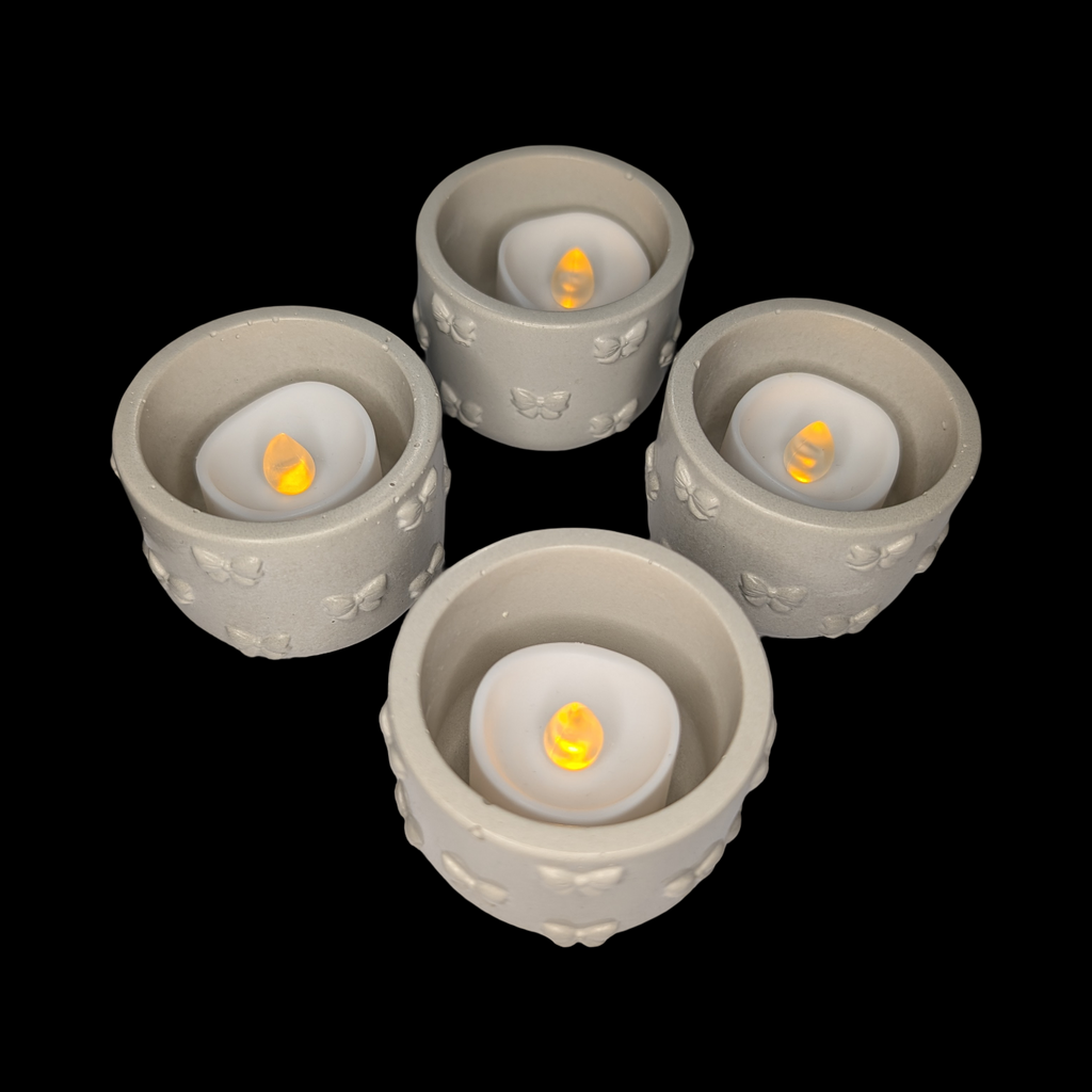 Concrete Bow Candle Holder, Cute Coquette Mini Planter, Aesthetic Tea Light Votive Holder, Small Desk Organizer & Catchall Dish, Ribbon Decor