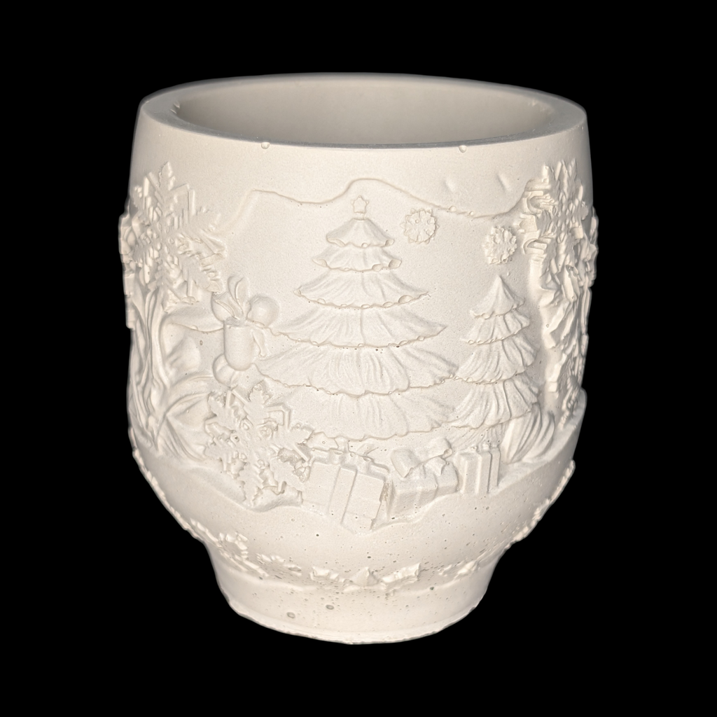 Handmade Concrete Winter Jar | Christmas Candle Vessel, DIY Paintable Planter & Holiday Storage Jar | Set of 1 or 2