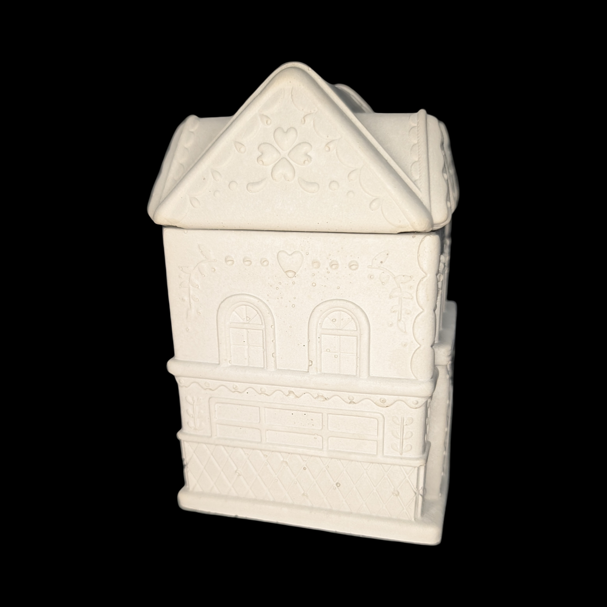 Concrete Gingerbread House Jar with Lid | Christmas Village Trinket Box & Candle Vessel | Holiday Mantle Decor | DIY Winter Craft Jar