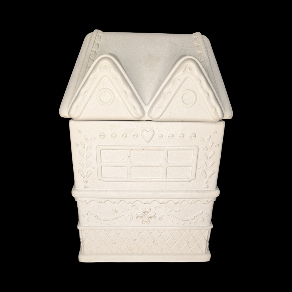 Concrete Gingerbread House Jar with Lid | Christmas Village Trinket Box & Candle Vessel | Holiday Mantle Decor | DIY Winter Craft Jar