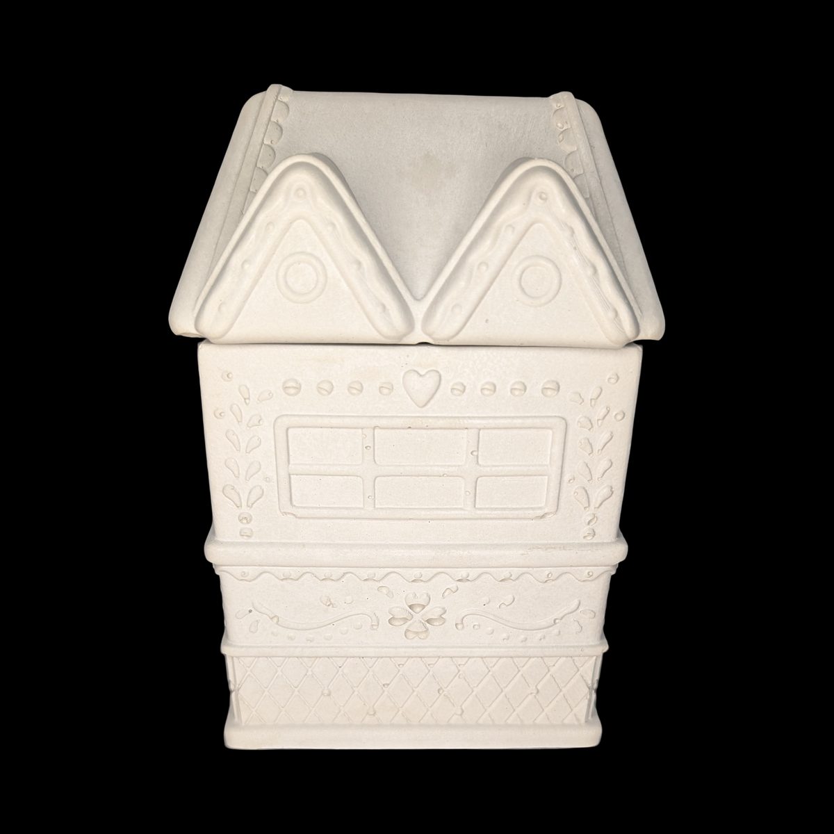 Concrete Gingerbread House Jar with Lid | Christmas Village Trinket Box & Candle Vessel | Holiday Mantle Decor | DIY Winter Craft Jar