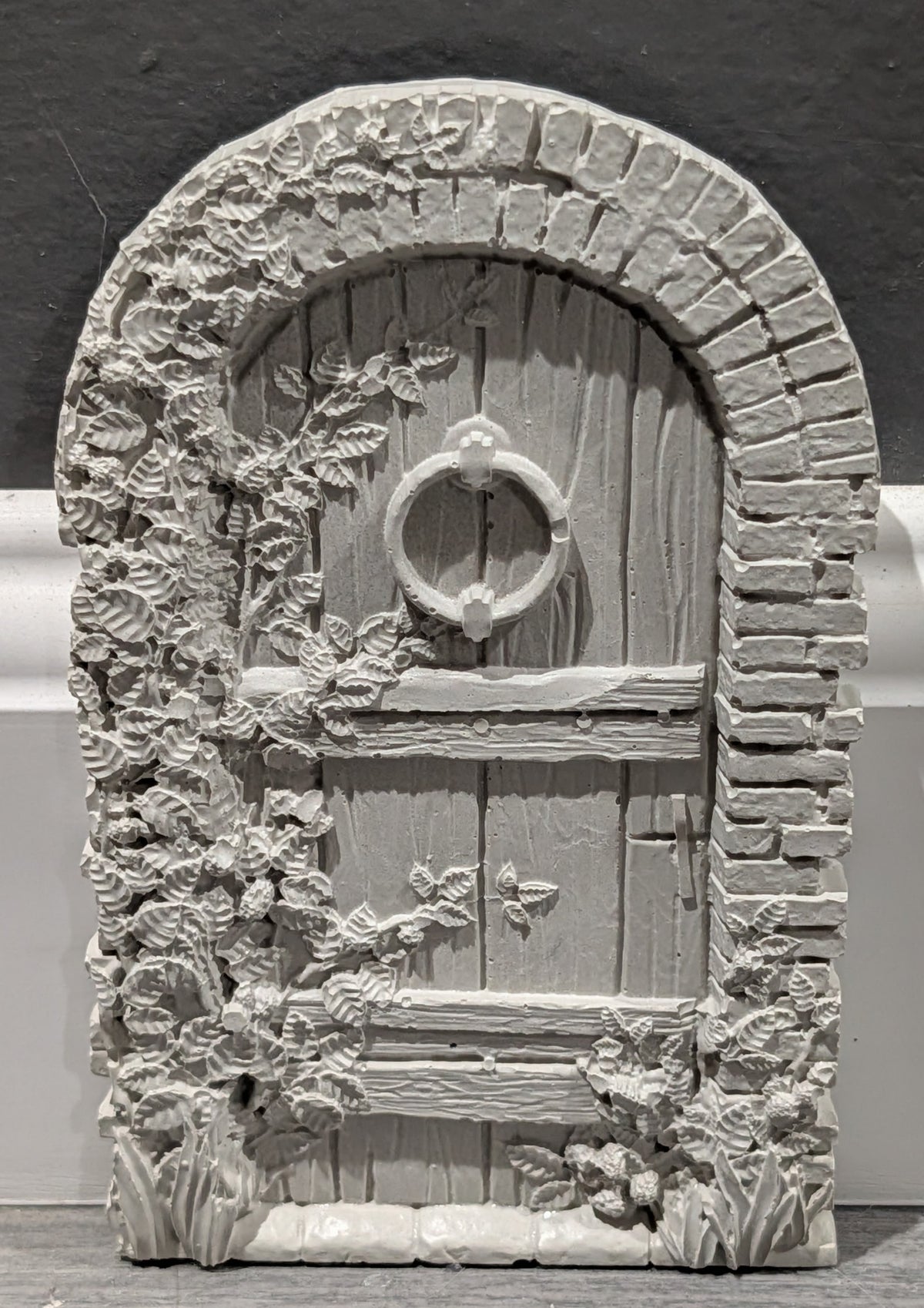 Concrete Fairy House Door, Paint Your Own Baseboard Elf Door, Gothic & Brick Arch Miniature Garden Decor, Whimsical DIY Craft Blanks