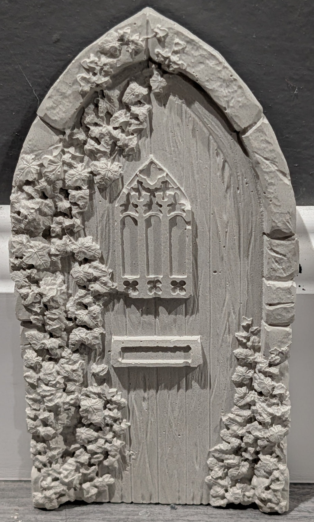 Concrete Fairy House Door, Paint Your Own Baseboard Elf Door, Gothic & Brick Arch Miniature Garden Decor, Whimsical DIY Craft Blanks