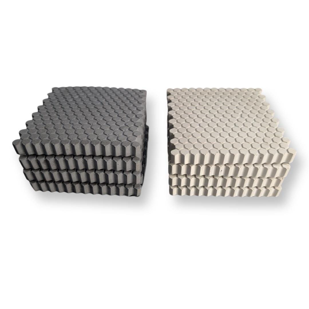 HexGrip Concrete Coasters – Modern Textured Drink Coasters, Minimalist Cement Coasters for Home & Office