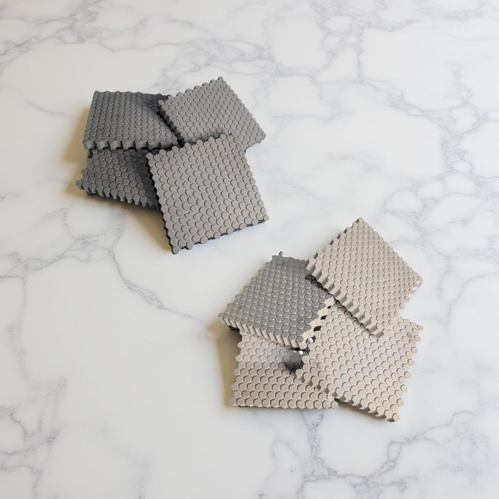 HexGrip Concrete Coasters – Modern Textured Drink Coasters, Minimalist Cement Coasters for Home & Office