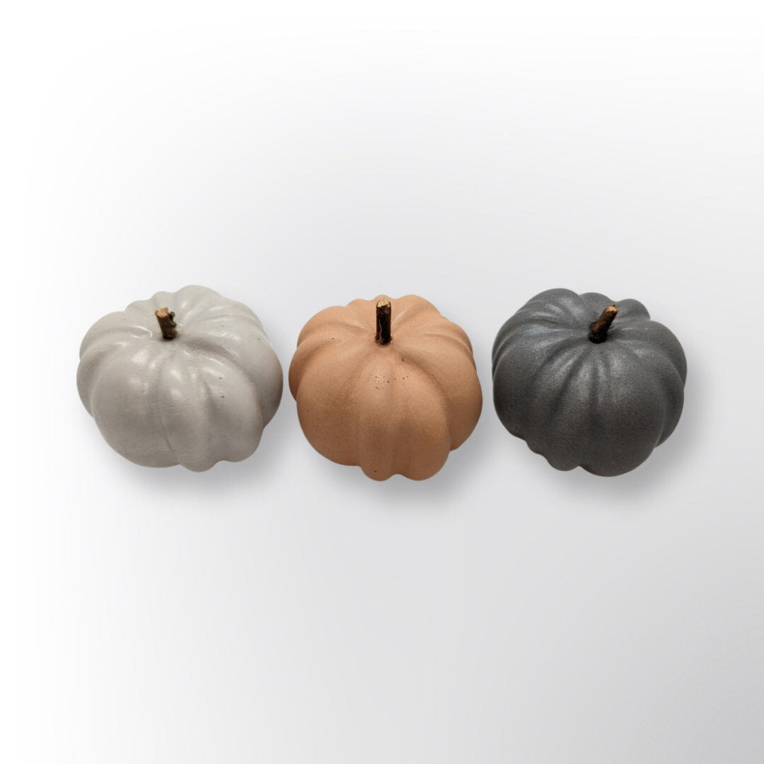 Concrete Pumpkin With Wooden Stem