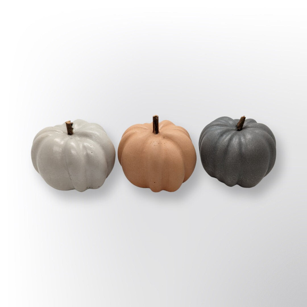 Concrete Pumpkin With Wooden Stem