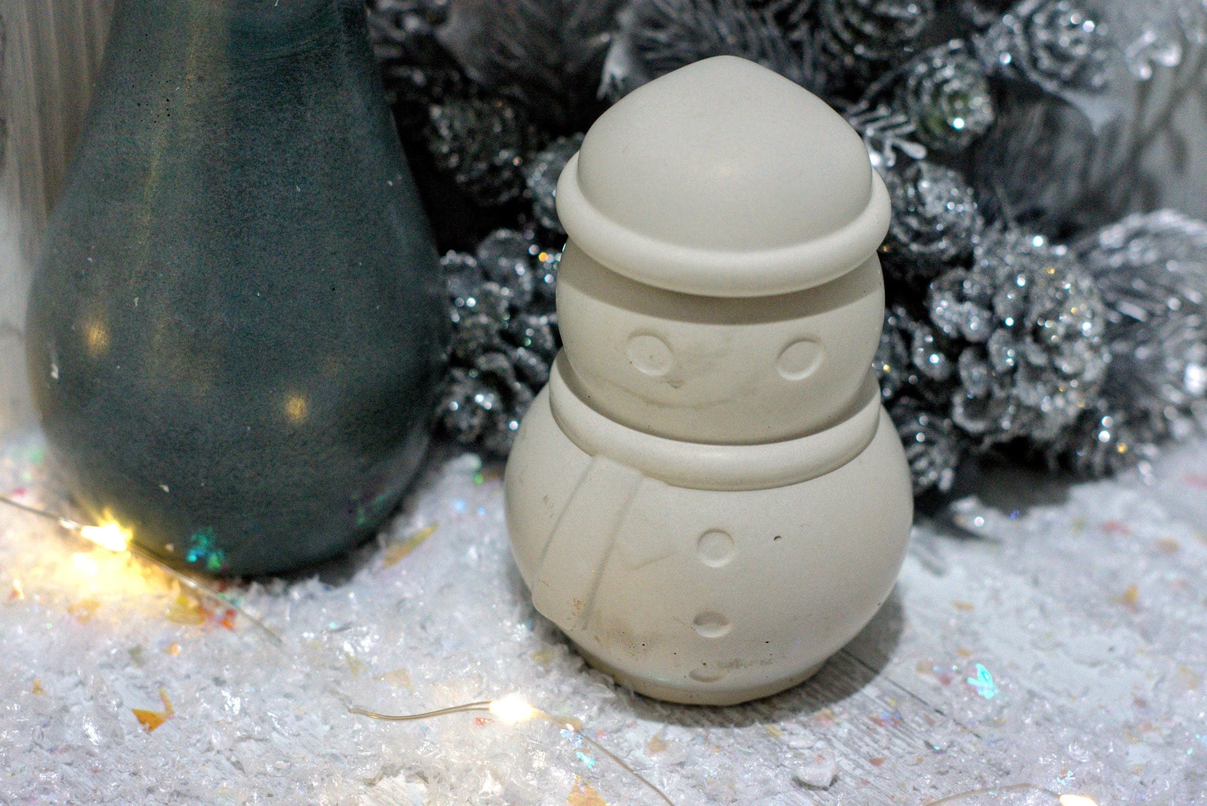 Concrete Snowman Trinket Jar
