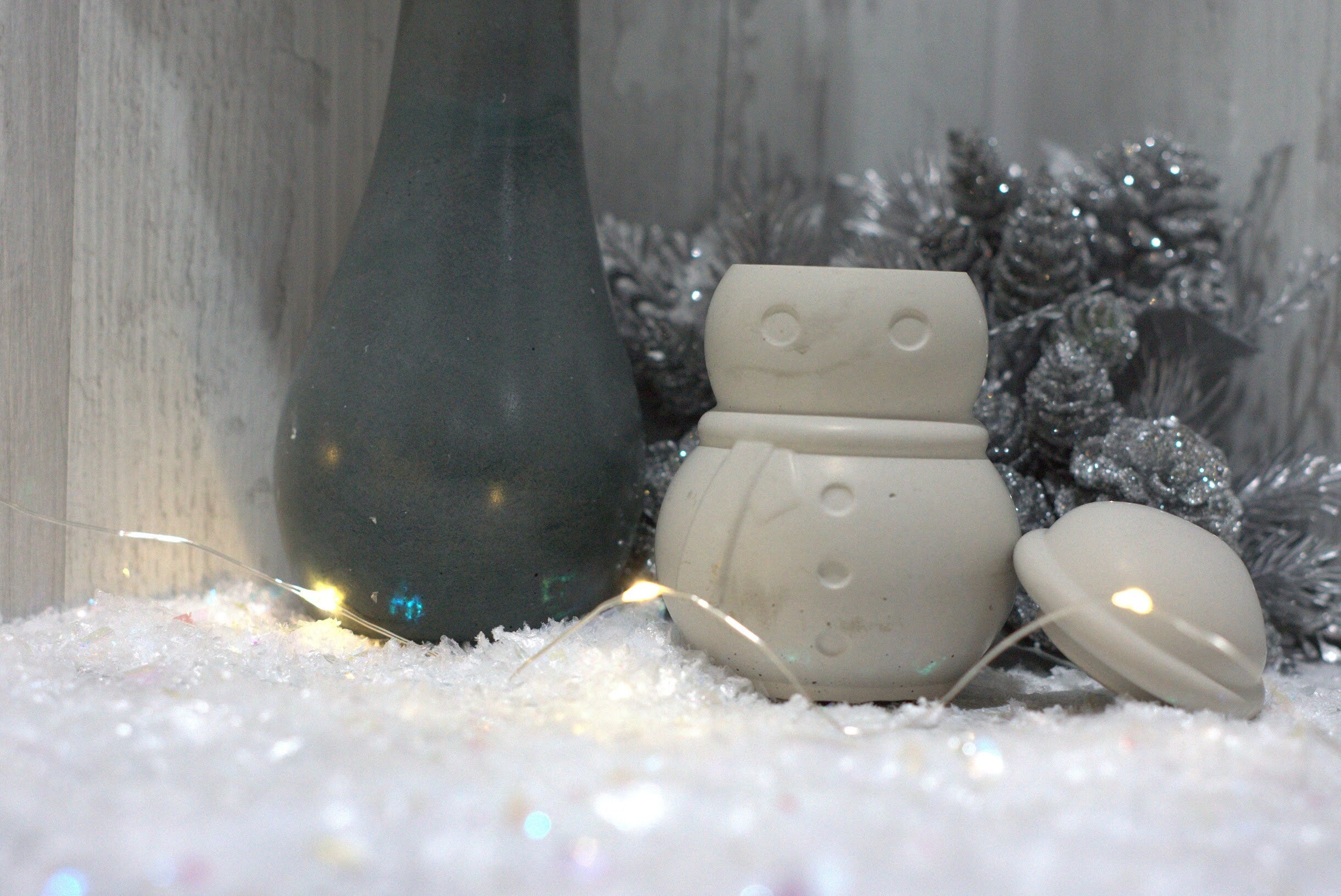 Concrete Snowman Trinket Jar