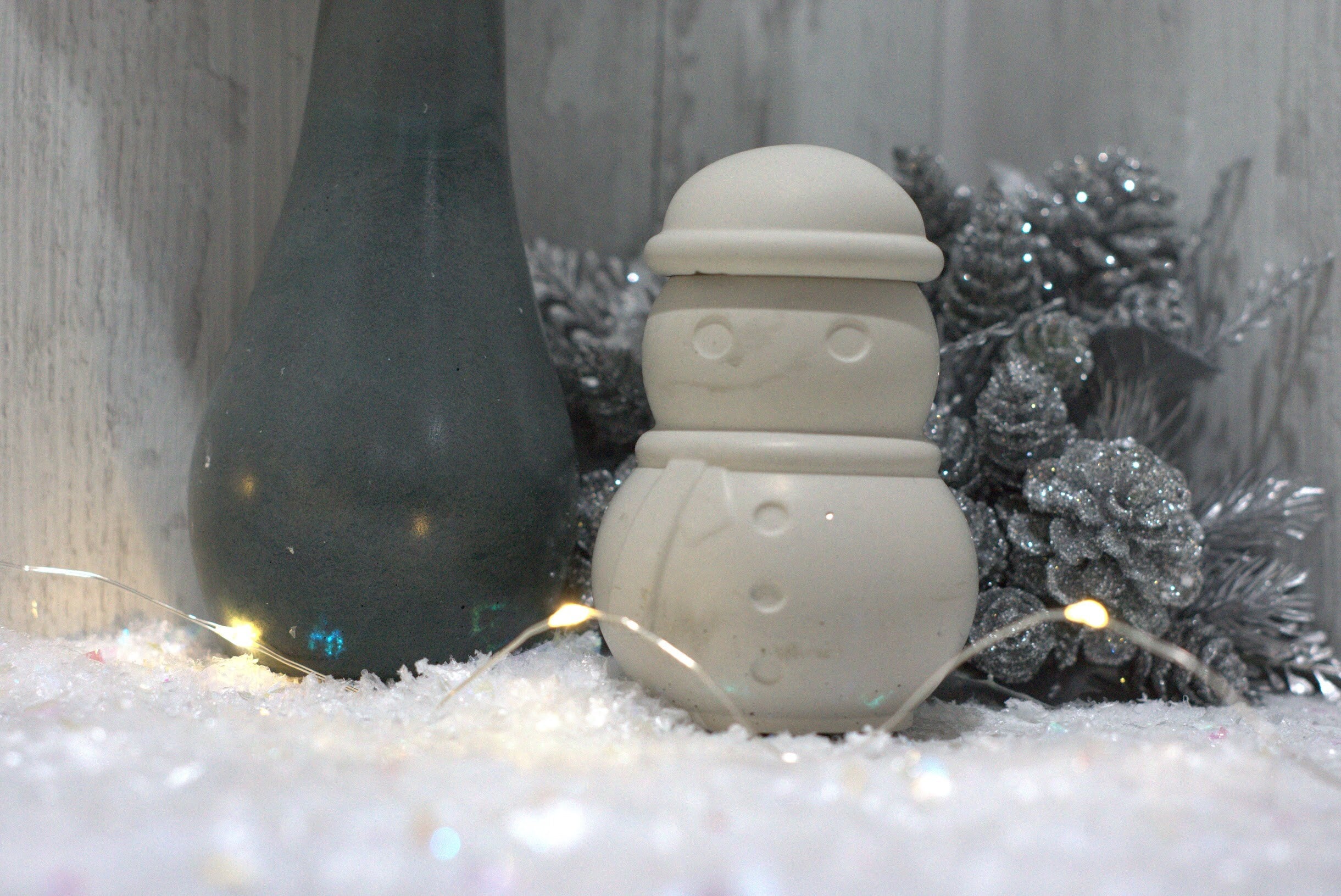 Concrete Snowman Trinket Jar