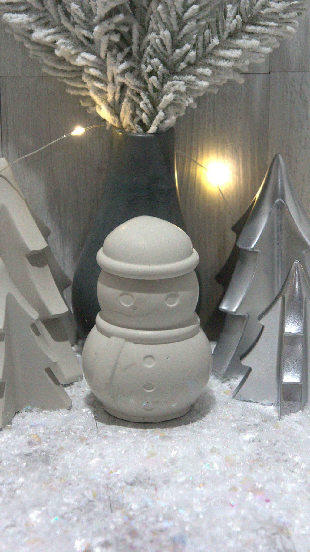 Concrete Snowman Trinket Jar