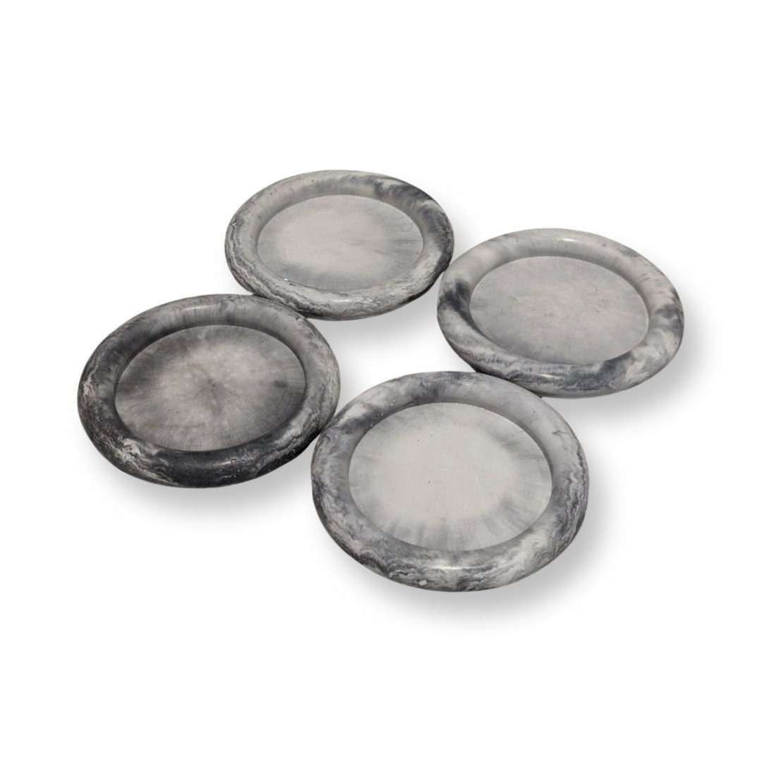 Handmade Set Of 4 Marble Concrete Coasters