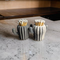 Concrete Cactus Match Holder with Bottom Striker Pad, Saguaro Match Cloche, Hand-poured Cement Pot, Desert Decor Matchstick Storage, Minimalist Candle Lighter, Western Home Gift.