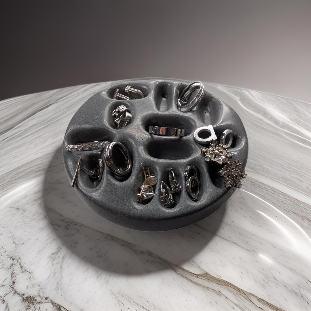 Concrete Minimalist Ring & Earring Jewelry Organizer| Modern Home Organization
