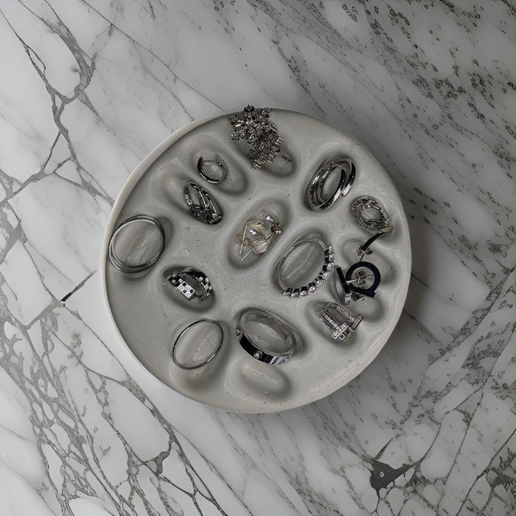 Concrete Minimalist Ring & Earring Jewelry Organizer| Modern Home Organization