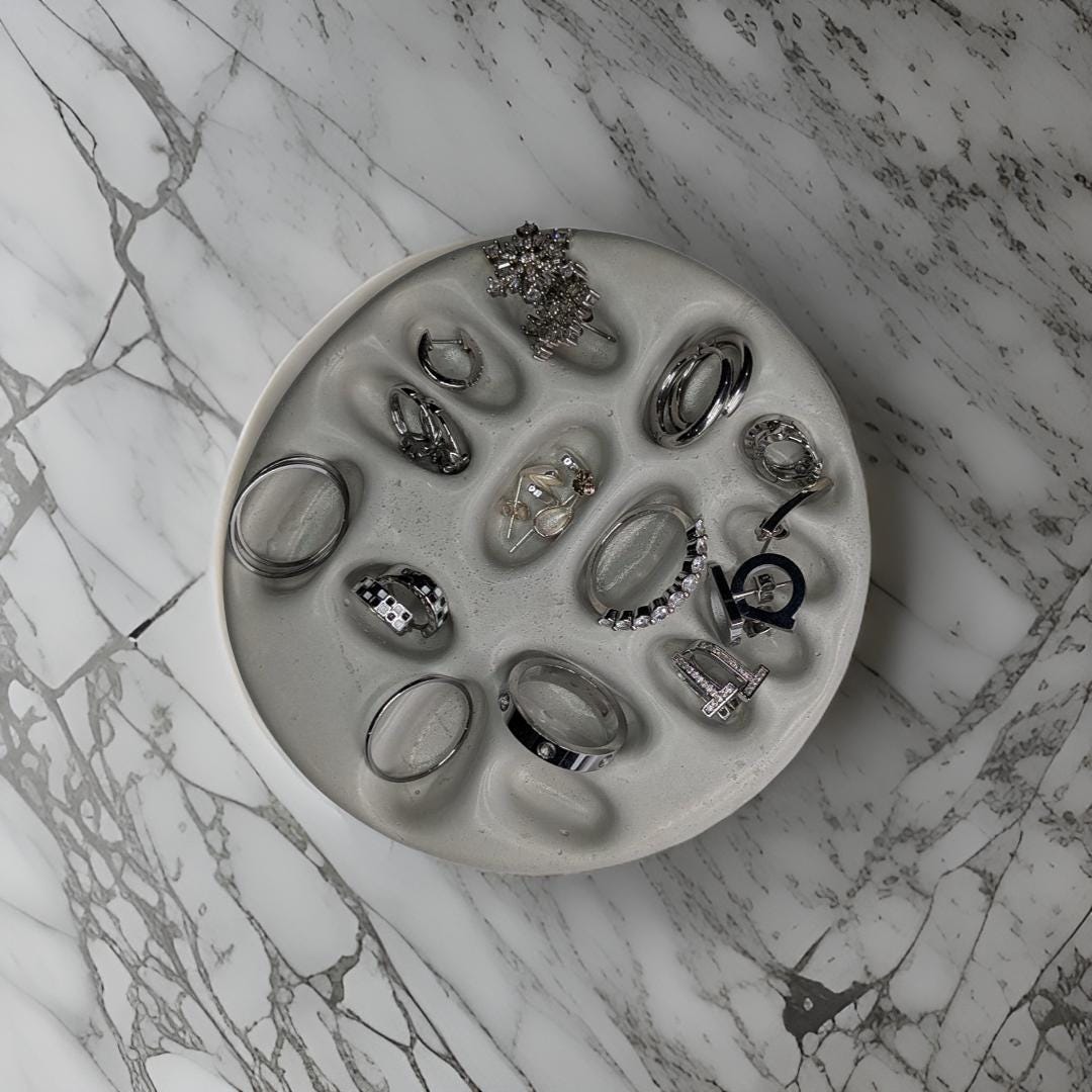 Concrete Minimalist Ring & Earring Jewelry Organizer| Modern Home Organization