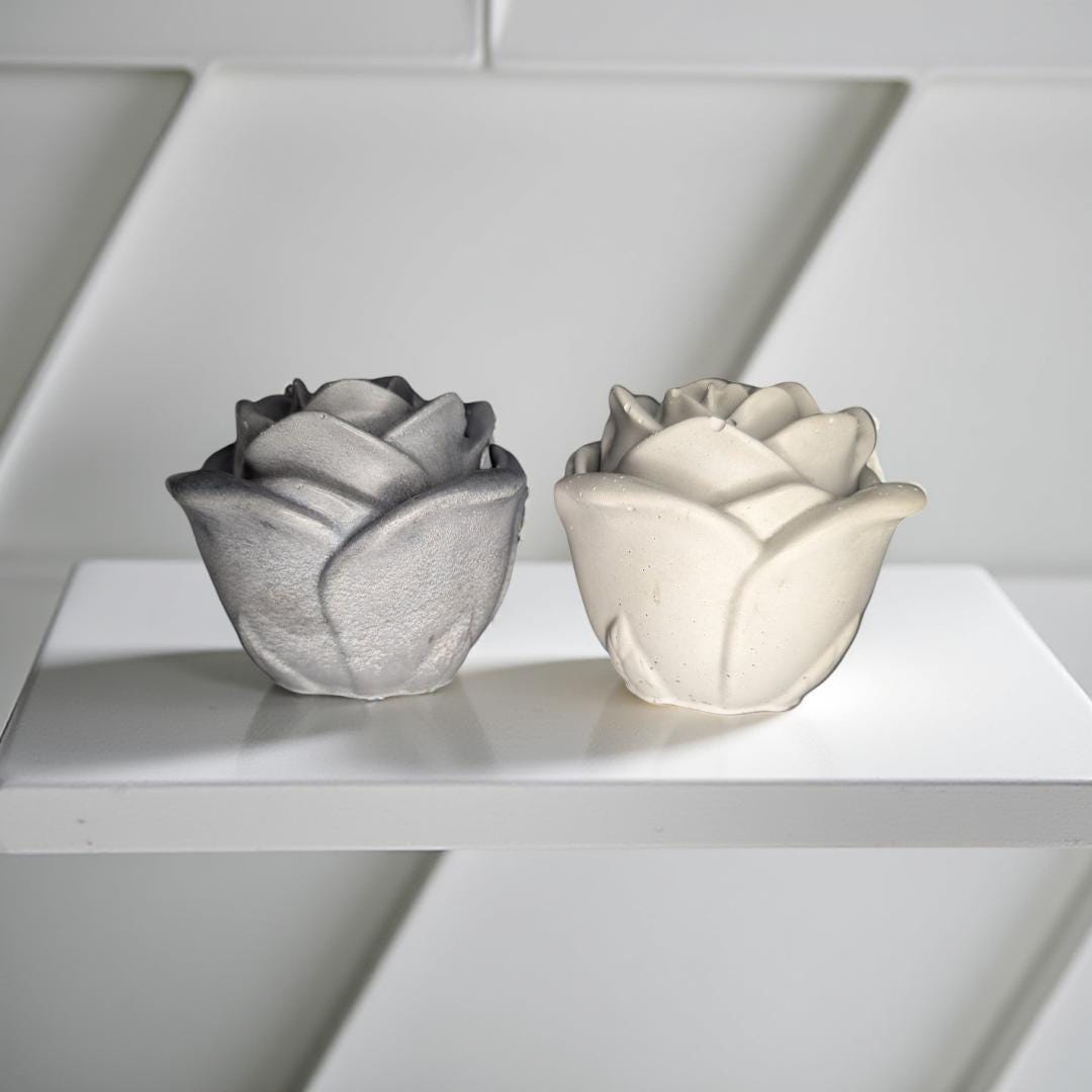 Rosebud Concrete Jar- Elegant Storage Container & Decorative Accent
