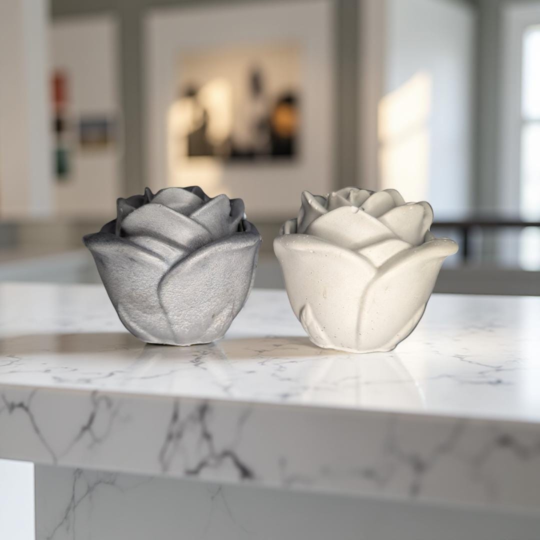 Rosebud Concrete Jar- Elegant Storage Container & Decorative Accent