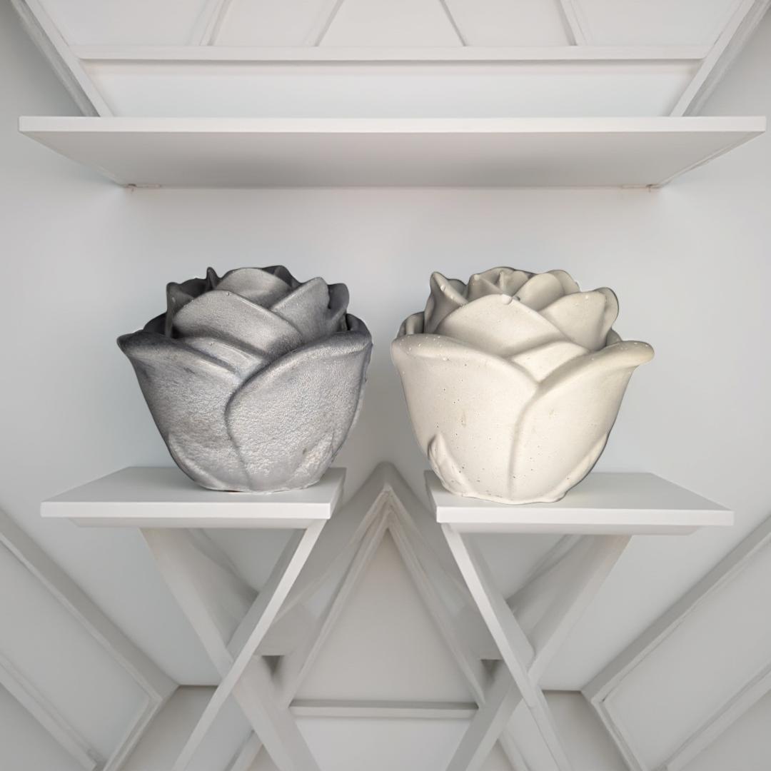 Rosebud Concrete Jar- Elegant Storage Container & Decorative Accent