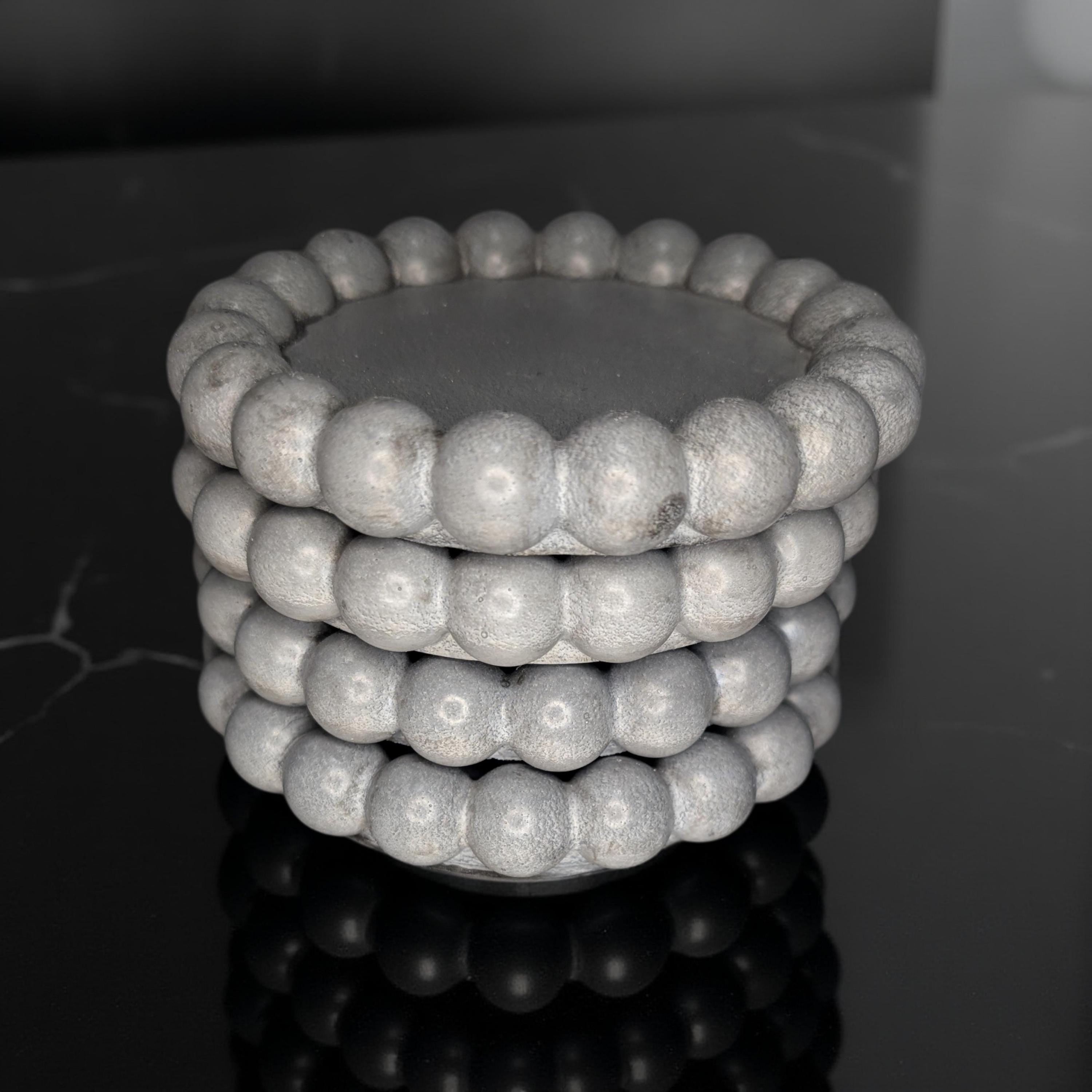 Handmade Gray Concrete Beaded Coasters – Set of 4 or 8, Sealed & Waterproof