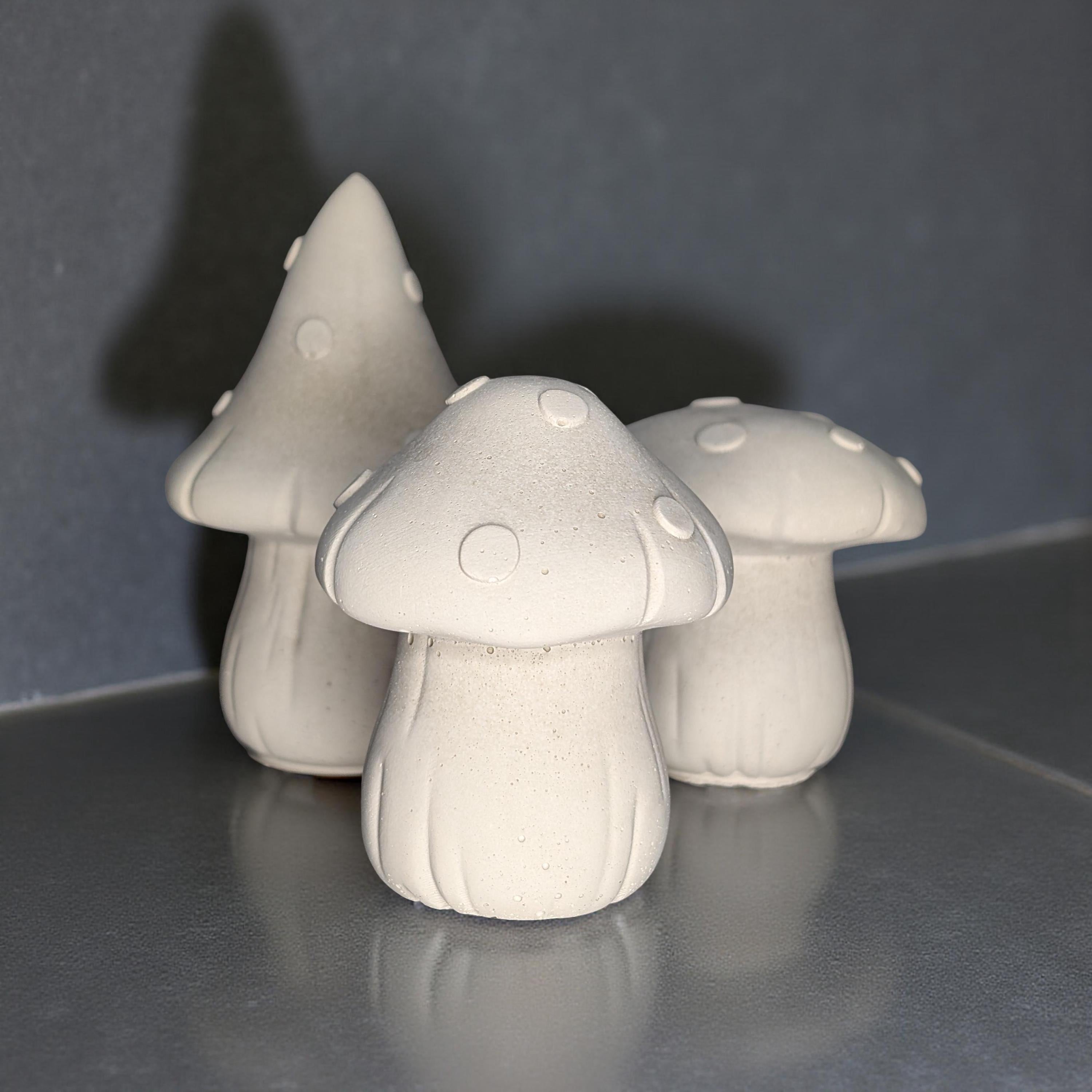 Concrete Mushroom Trio: Whimsical Fairy Garden Decor - Cottagecore Accents