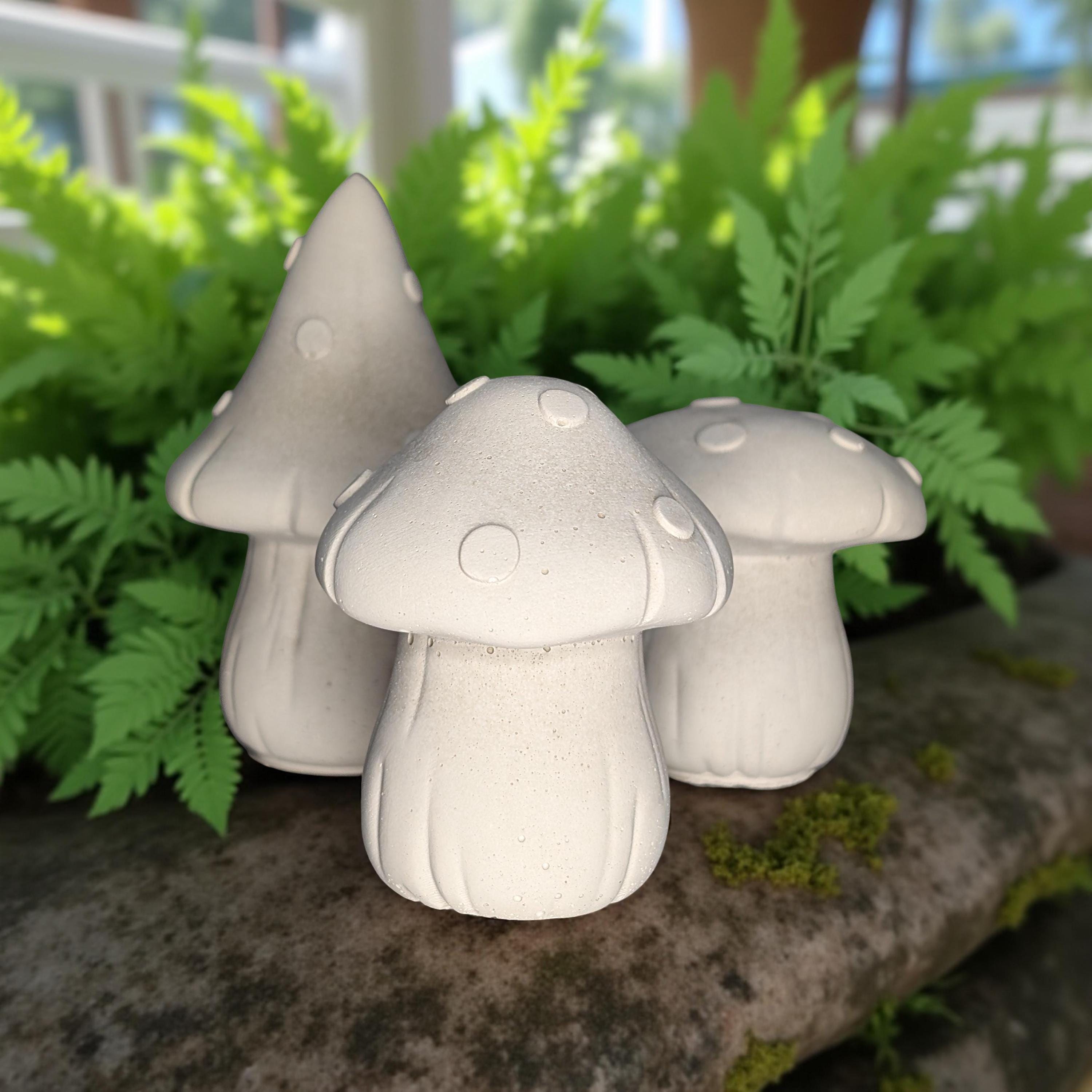 Concrete Mushroom Trio: Whimsical Fairy Garden Decor - Cottagecore Accents
