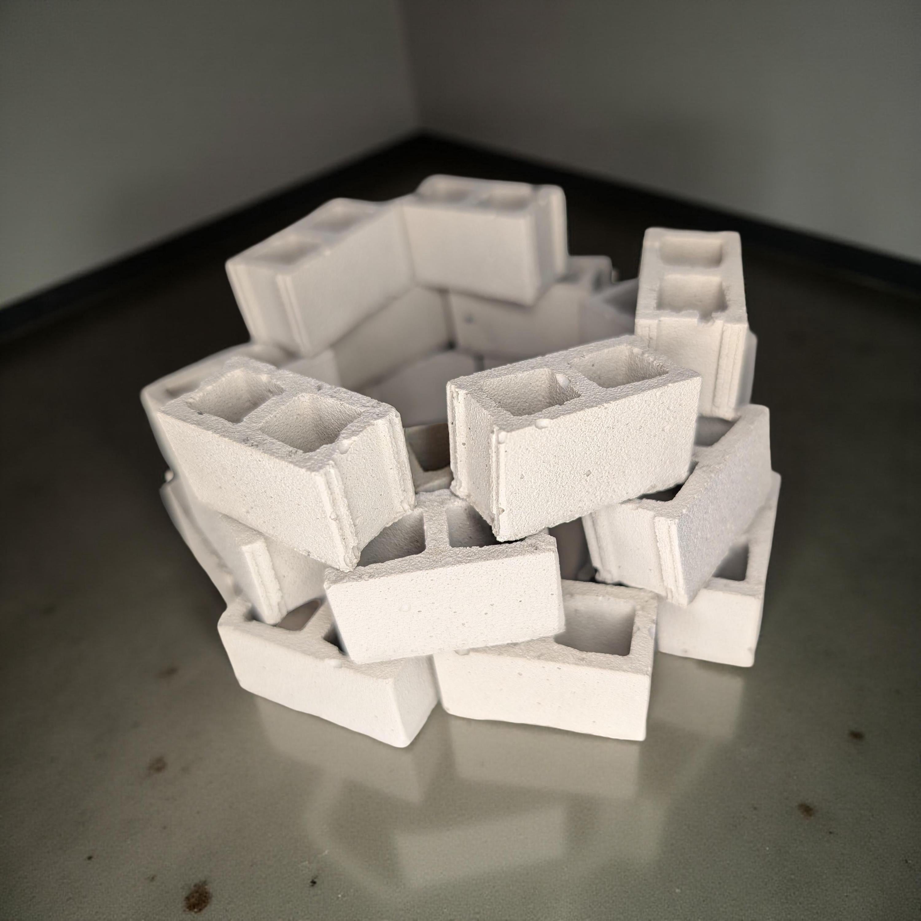 Mini Concrete Cinder Blocks | 1:12 Scale Realistic Tiny Bricks | Dollhouse Miniatures | Set of 2 Designs | Modern Industrial Decor