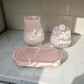 One-of-a-Kind Terracotta Marble Concrete Vase, Jar & Tray Set – Modern Handmade Home Décor – Unique 7” Oval Tray