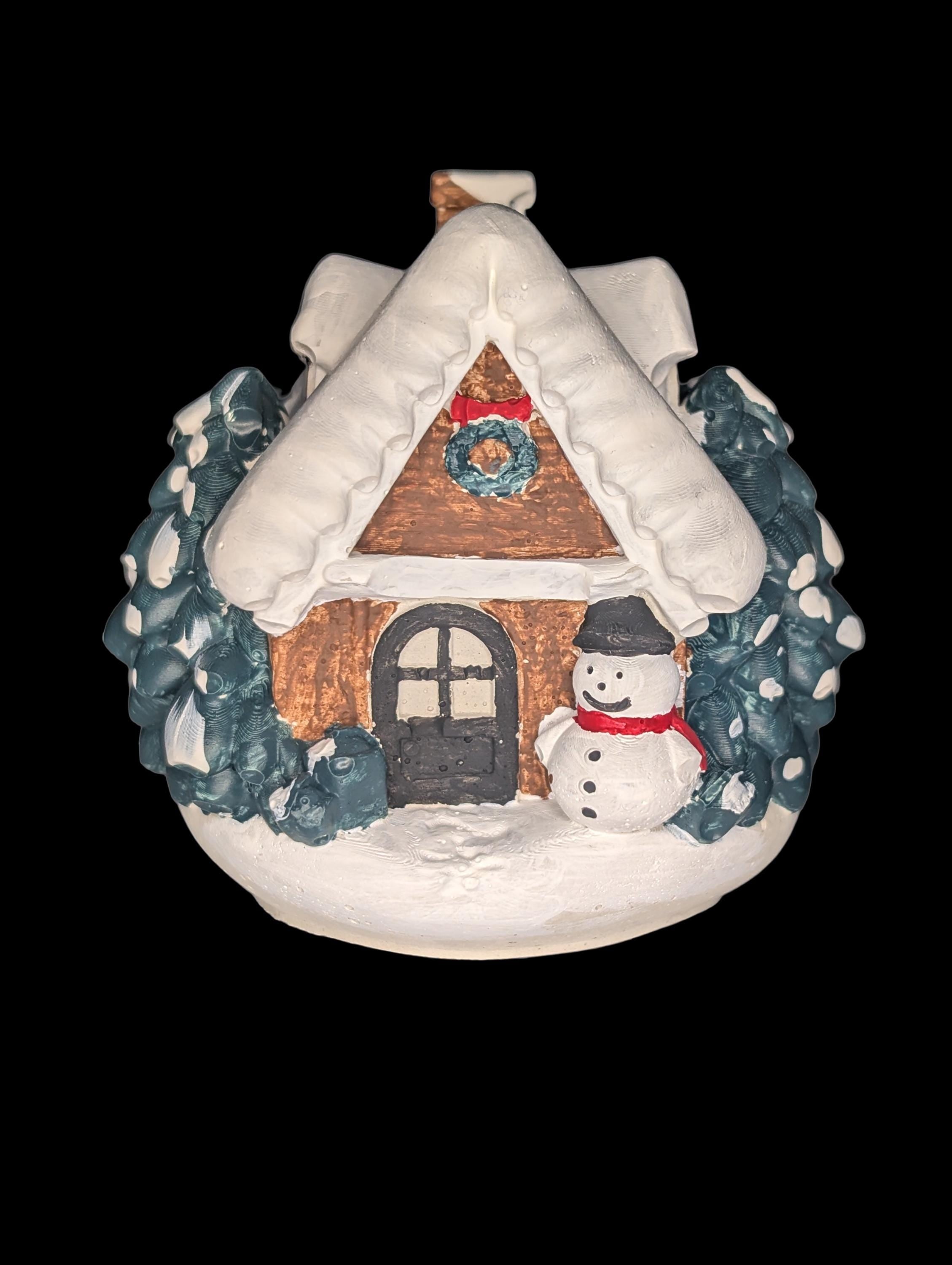Handmade Concrete Christmas Houses | Painted or Unpainted Winter Village Decor | Mini Holiday Cottage Figurines | Snow House Ornaments