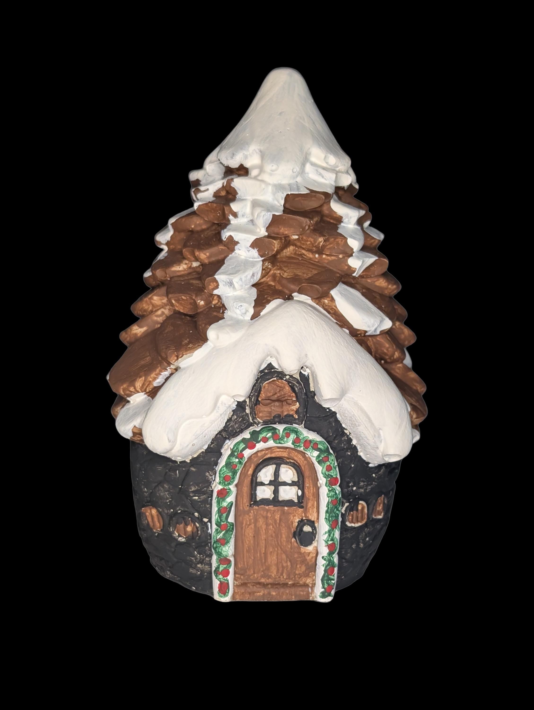 Handmade Concrete Christmas Houses | Painted or Unpainted Winter Village Decor | Mini Holiday Cottage Figurines | Snow House Ornaments