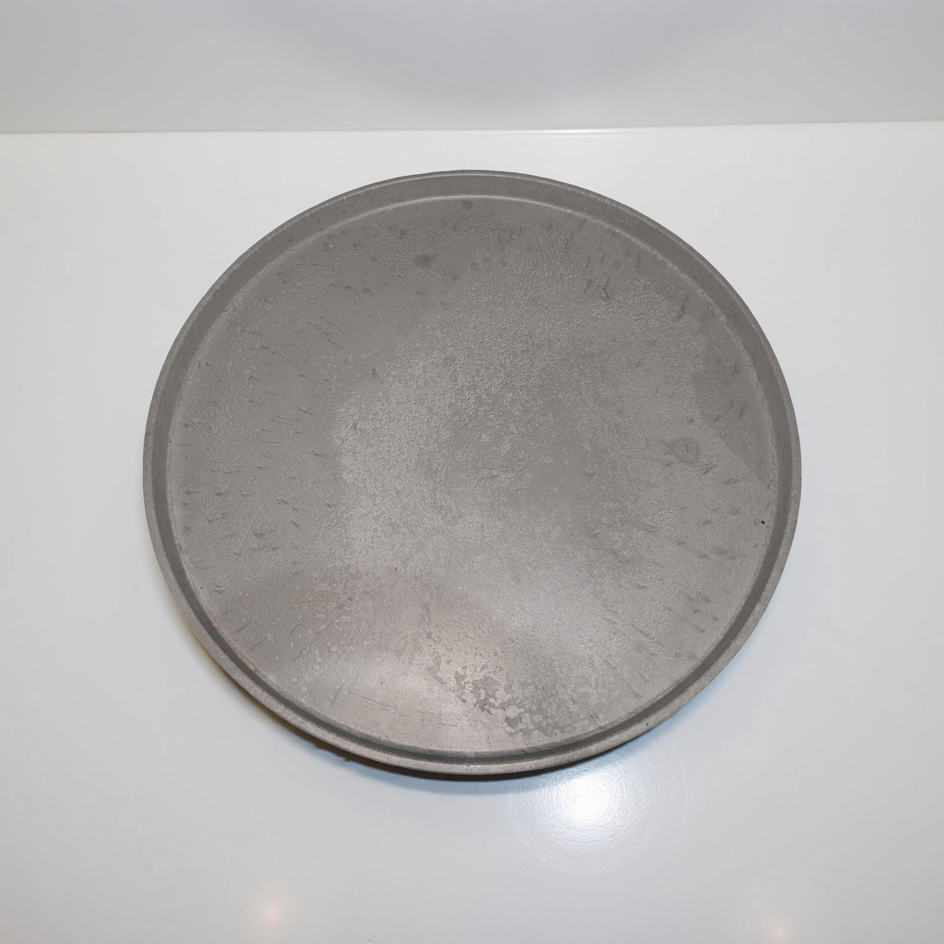 Large 12-Inch Gray Concrete Tray | Modern Minimalist Round Concrete Platter | Handmade Decorative Centerpiece | 2 Types Of Feet Available