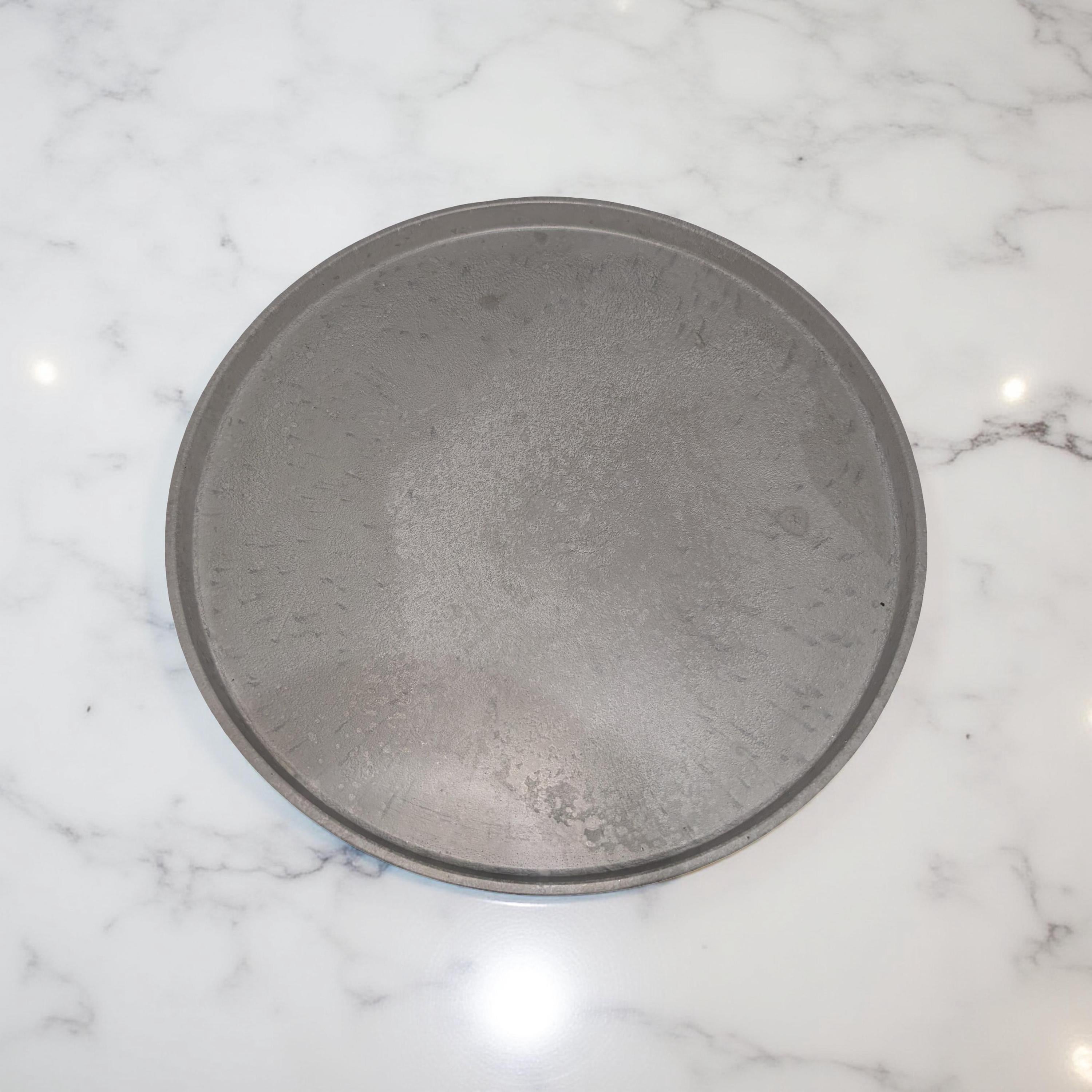 Large 12-Inch Gray Concrete Tray | Modern Minimalist Round Concrete Platter | Handmade Decorative Centerpiece | 2 Types Of Feet Available