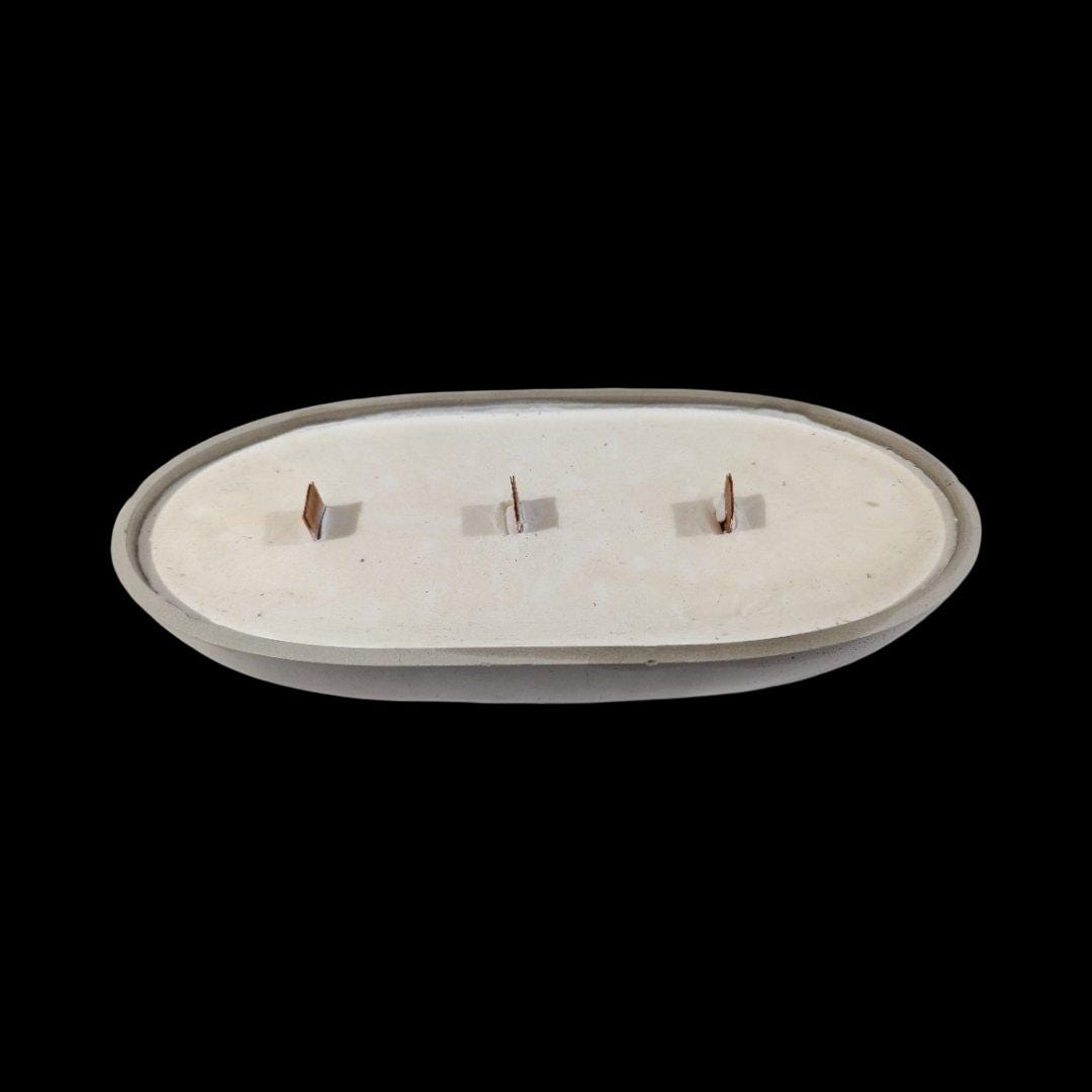 Handmade Oval Concrete Bowl Candle – 3 Wick Soy Candle or Decorative Vessel