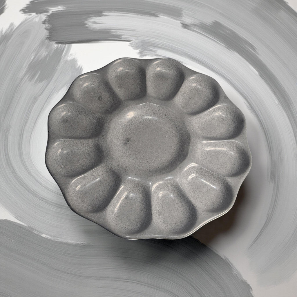 Handmade Concrete Egg Holder – Modern Deviled Egg Tray, Minimalist Kitchen Serveware