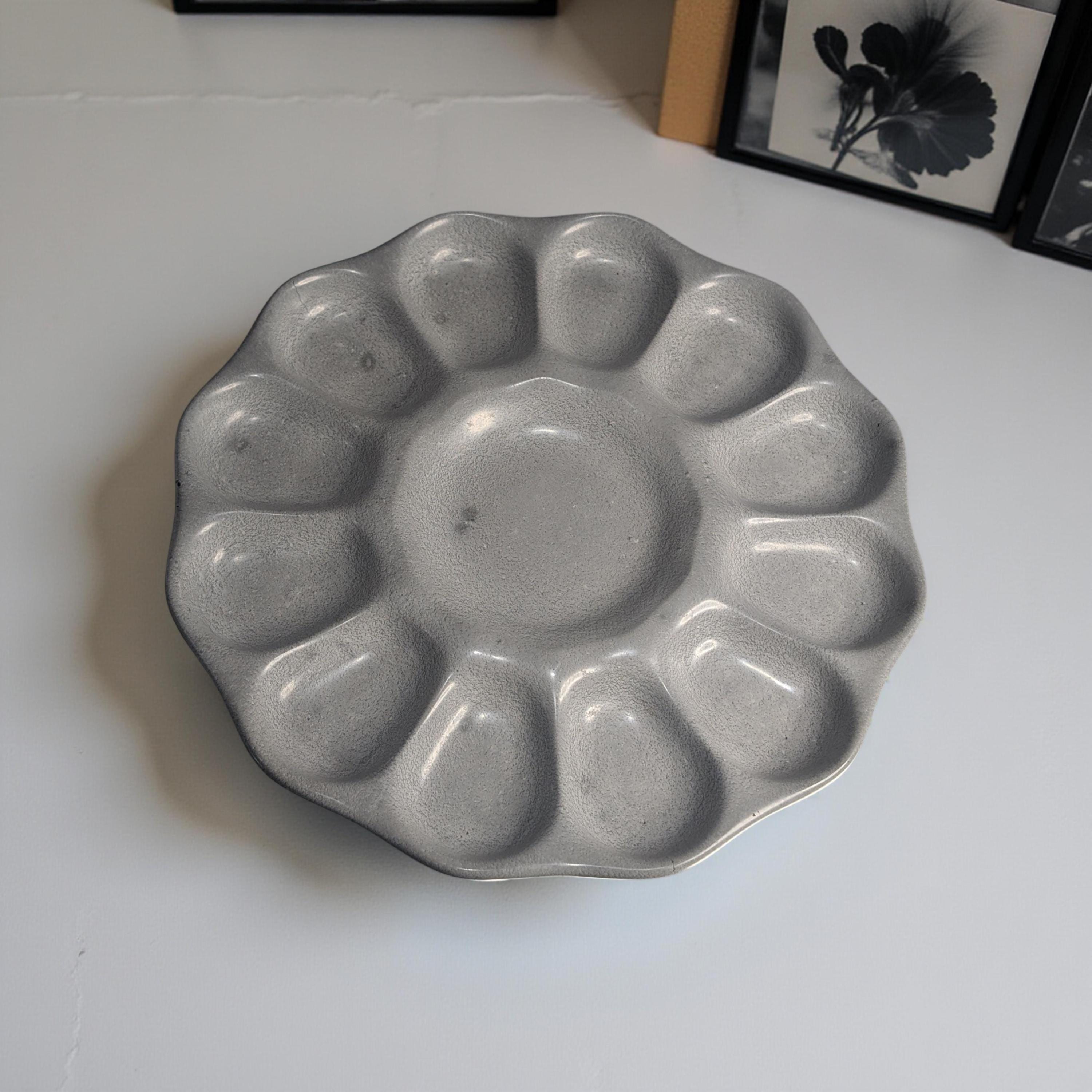 Handmade Concrete Egg Holder – Modern Deviled Egg Tray, Minimalist Kitchen Serveware