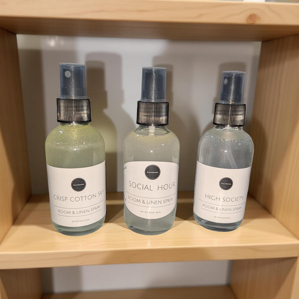 Signature Room & Linen Spray | Designer Inspired Scents | 4oz Glass Bottle Home Fragrance Mist | High Society, Social Hour, Crisp Cotton