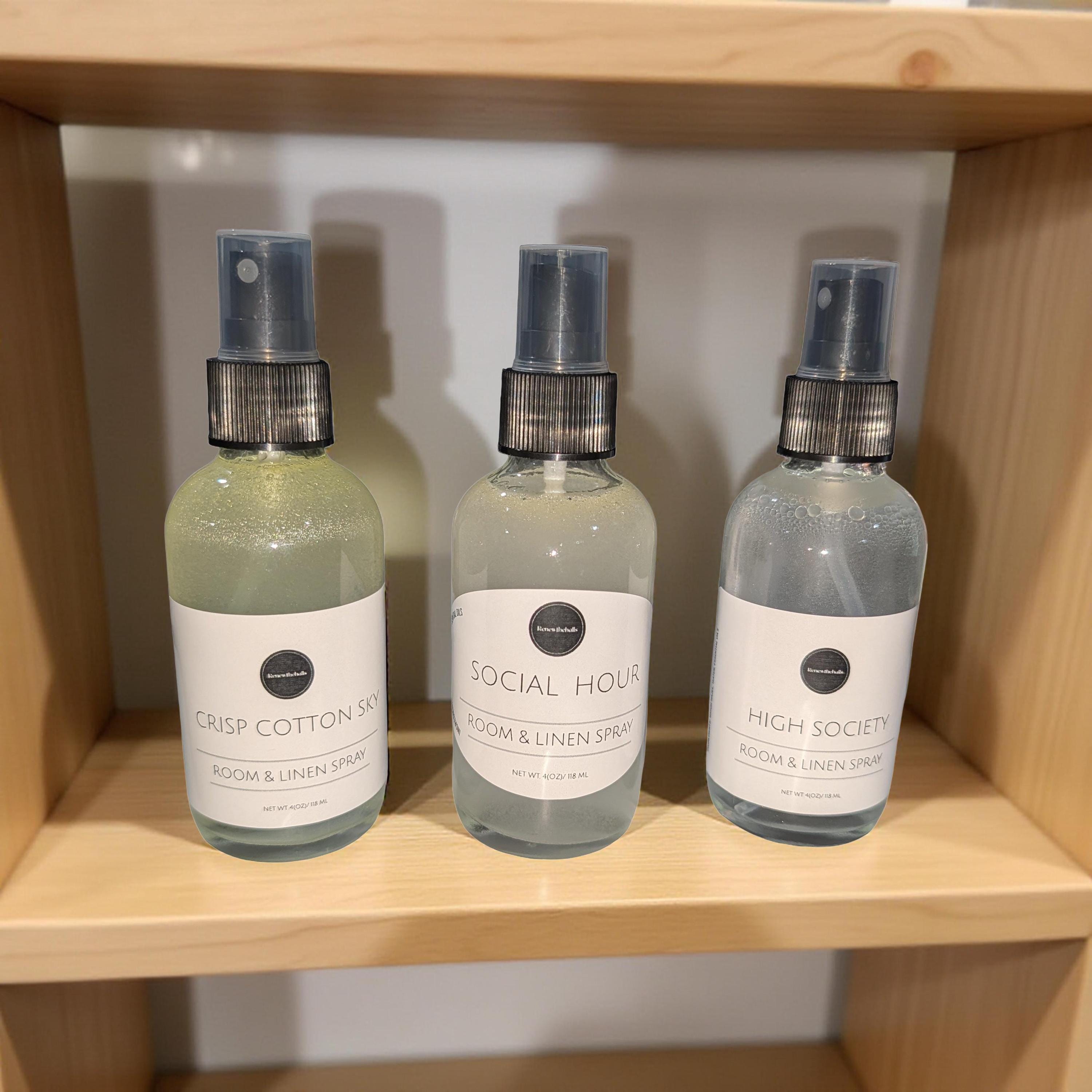 Signature Room & Linen Spray | Designer Inspired Scents | 4oz Glass Bottle Home Fragrance Mist | High Society, Social Hour, Crisp Cotton