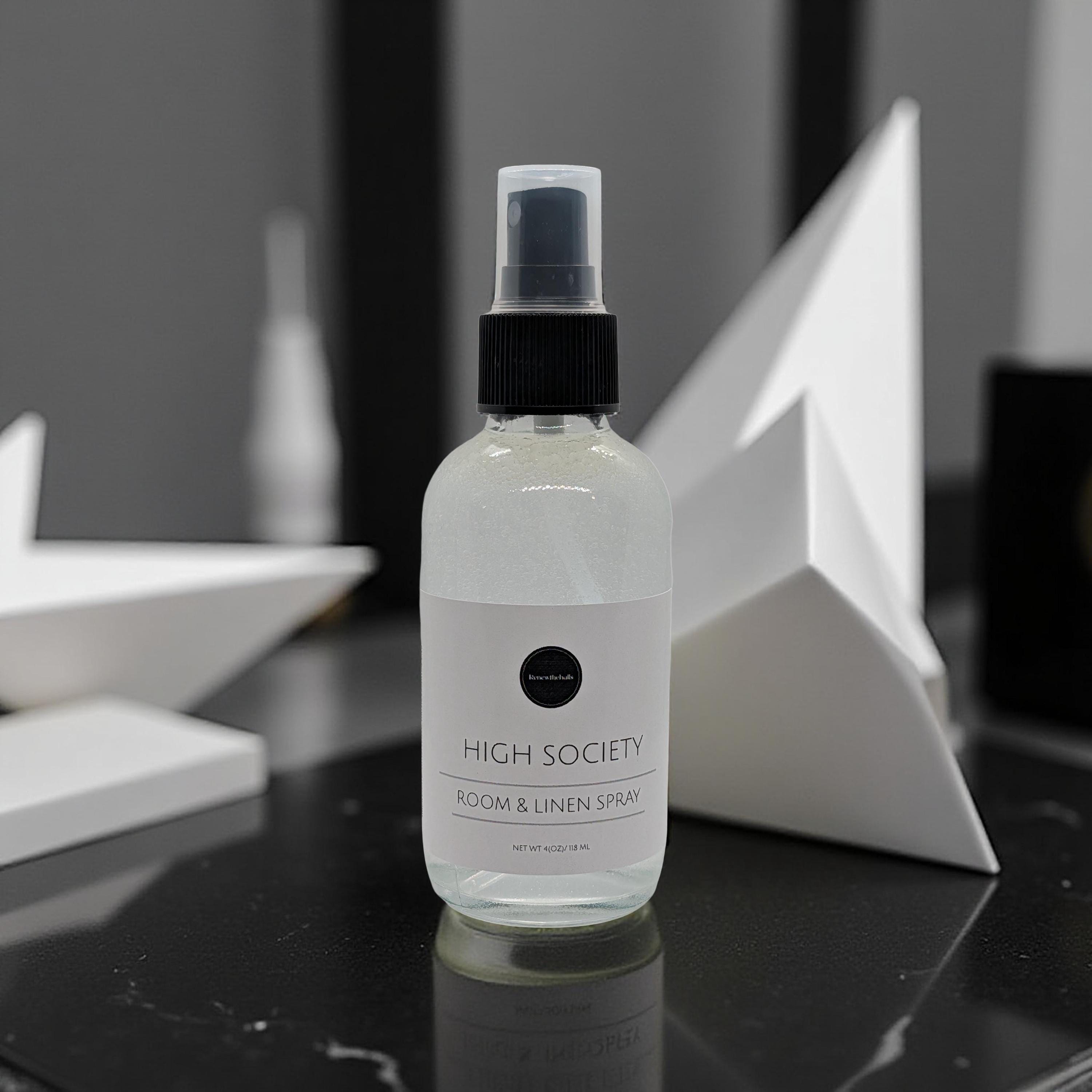 Signature Room & Linen Spray | Designer Inspired Scents | 4oz Glass Bottle Home Fragrance Mist | High Society, Social Hour, Crisp Cotton