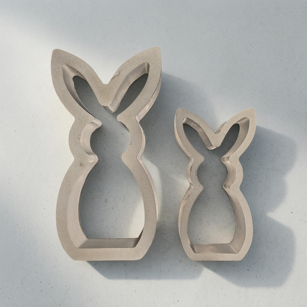 Concrete Bunny Silhouette - Modern Easter Decor - Minimalist Rabbit Statue - Spring Mantel Display - LG. & SM. Bunny Set- Tea light Candle