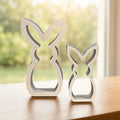 Concrete Bunny Silhouette - Modern Easter Decor - Minimalist Rabbit Statue - Spring Mantel Display - LG. & SM. Bunny Set- Tea light Candle
