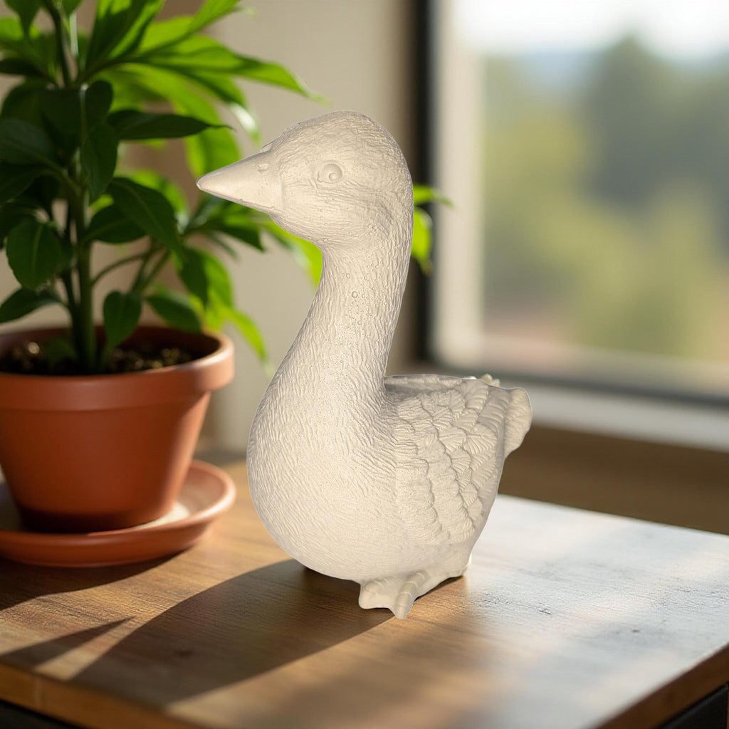 Small Concrete Goose | Cute Desk Accessory | Heavy Paperweight | Modern Cement Animal Figurine | Handmade Stone Bird for Shelf or Planter